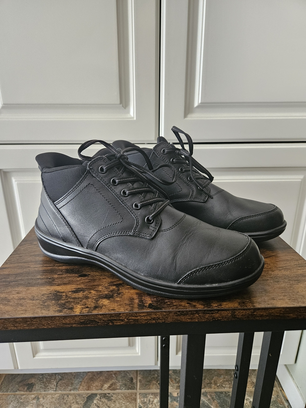 Orthofeet Hands-Free Slip-On Lace-Up Casual Leather Comfort Work Shoes Boots - Picture 3 of 5